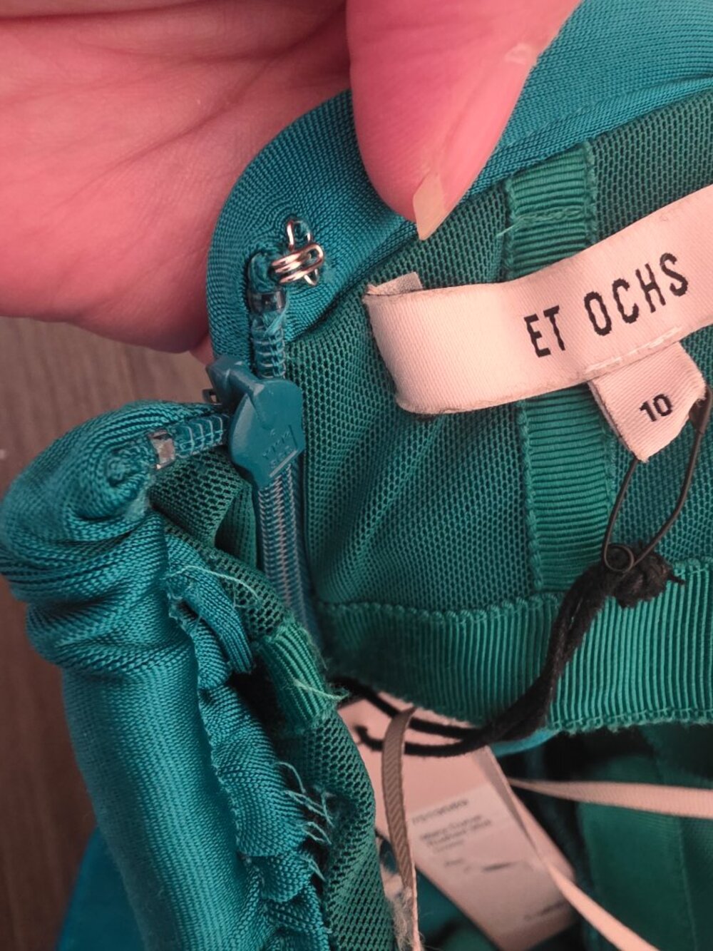 Et Ochs THE MARY DRESS NWT Green Size 10- Tear at inside bust lining - Picture 9 of 10